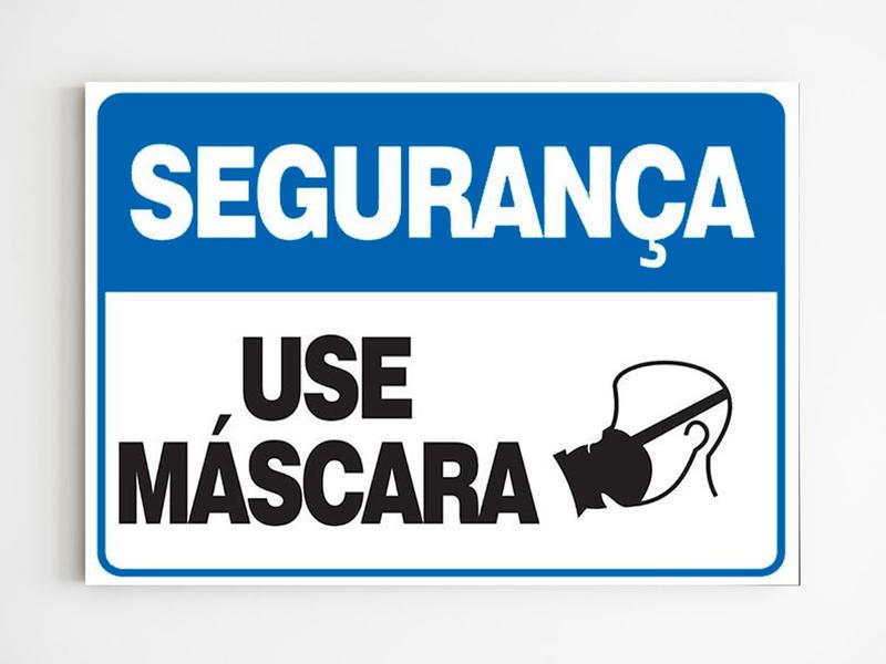 Imagem de Placa de aviso segurança use mascara mdf 20x29 sinalização