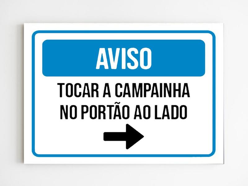 Imagem de Placa de aviso tocar campainha no portão ao lado mdf 20x29