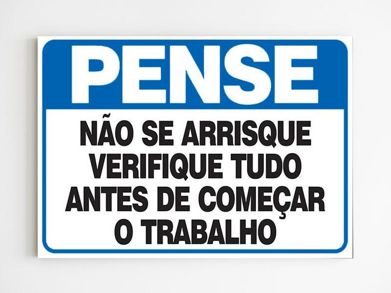 Imagem de Placa de aviso verifique tudo antes de começar o trabalho