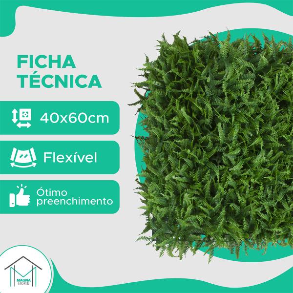 Imagem de Placa de Buchinho 60x40 Tipo Samambaia - Grama Artificial para Muro Ingles / Jardim Vertical 