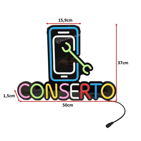 Imagem de Placa De Conserto Celular Neon Letreiro LED Luminoso Bivolt De Alto Brilho - LE4005