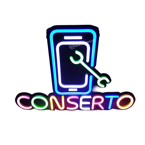 Imagem de Placa De Conserto Celular Neon Letreiro LED Luminoso Bivolt De Alto Brilho - LE4005