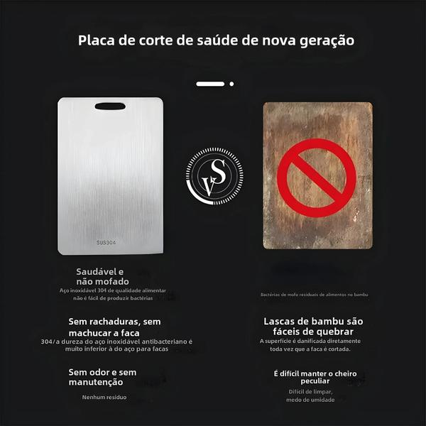 Imagem de Placa de Cortar de Aço Inoxidável Dupla Face - Espessada para Cozinha