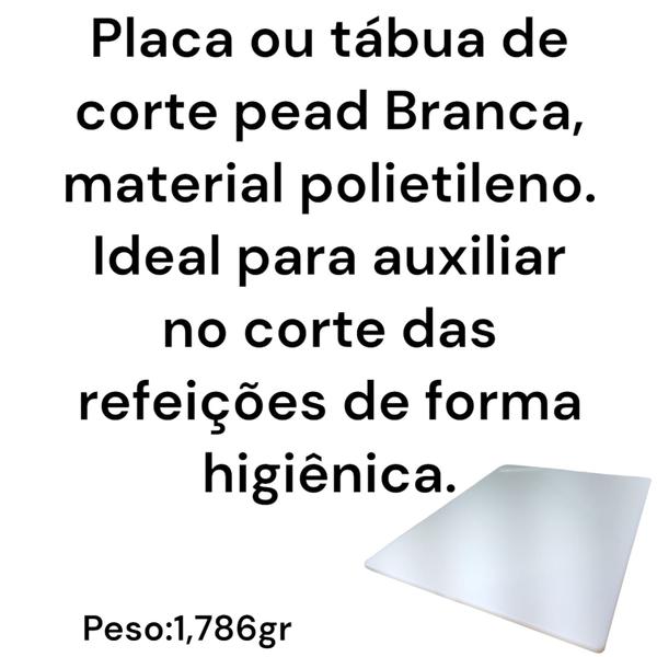 Imagem de PLACA DE CORTE PEAD BRANCA 40x1x50CM TÁBUA DE CORTE 400x1x500MM