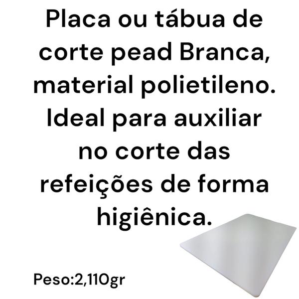 Imagem de PLACA DE CORTE PEAD BRANCA 40x1x60CM TÁBUA DE CORTE 400x1x600MM