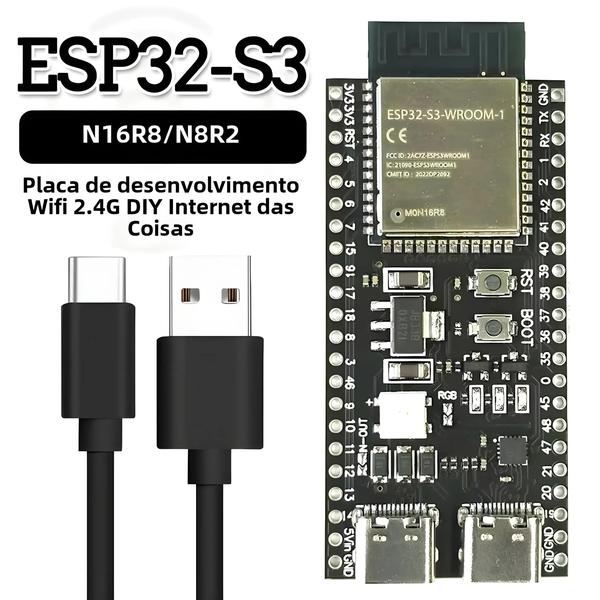 Imagem de Placa de Desenvolvimento ESP32-S3 com Wi-Fi 2.4G - 44 Pinos, Type-C, 8MB PSRAM - Compatível com Arduino e ESP-IDF