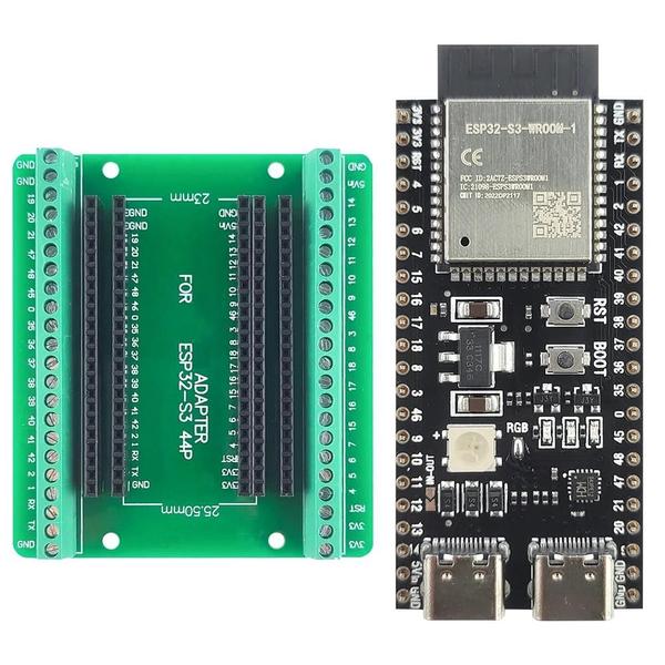 Imagem de Placa de Desenvolvimento ESP32-S3 com Wi-Fi 2.4G e Bluetooth - Kit com Adaptador de Expansão 44-Pin Tipo-C