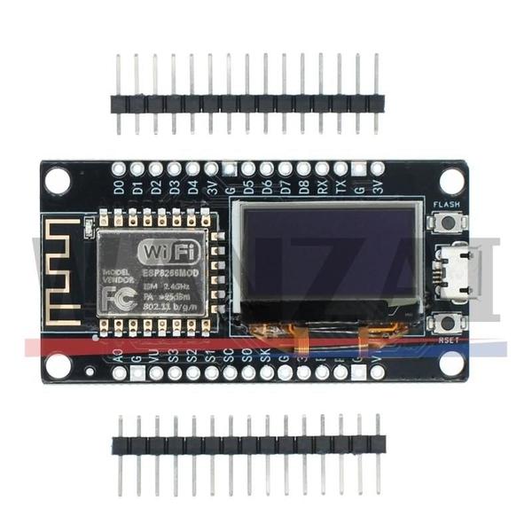 Imagem de Placa de Desenvolvimento ESP8266 NodeMCU com Tela OLED de 0,96" e Módulo WiFi CH340G ESP-12F