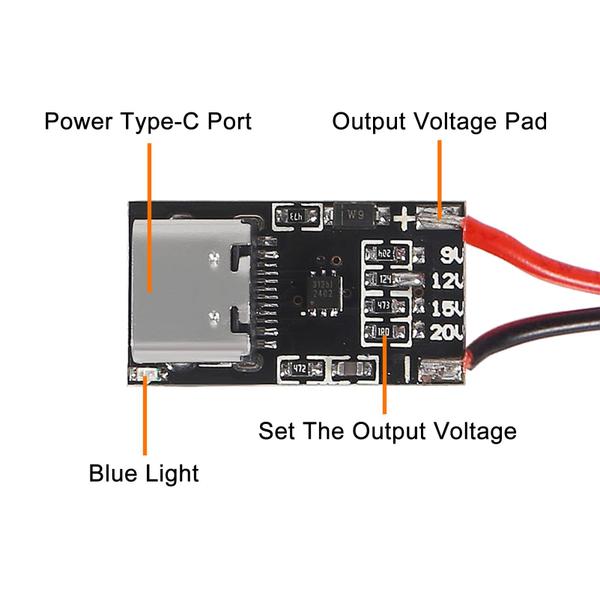 Imagem de Placa de gatilho de alimentação DWEII Type-C PD3.0 QC 5V-20V 5A 100W