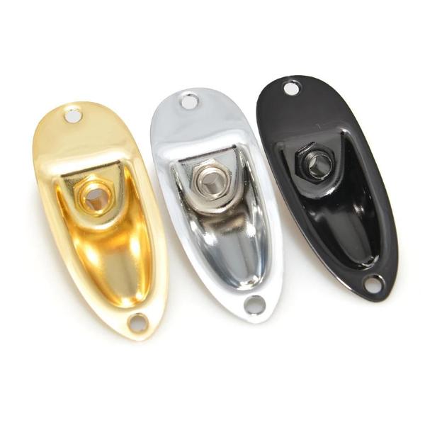 Placa de Guitarra Baixo Preta, Dourada e Cromada - Saída/Entrada Jack 1/4" Imagem de Placa de Guitarra Baixo Preta, Dourada e Cromada - Saída/Entrada Jack 1/4"