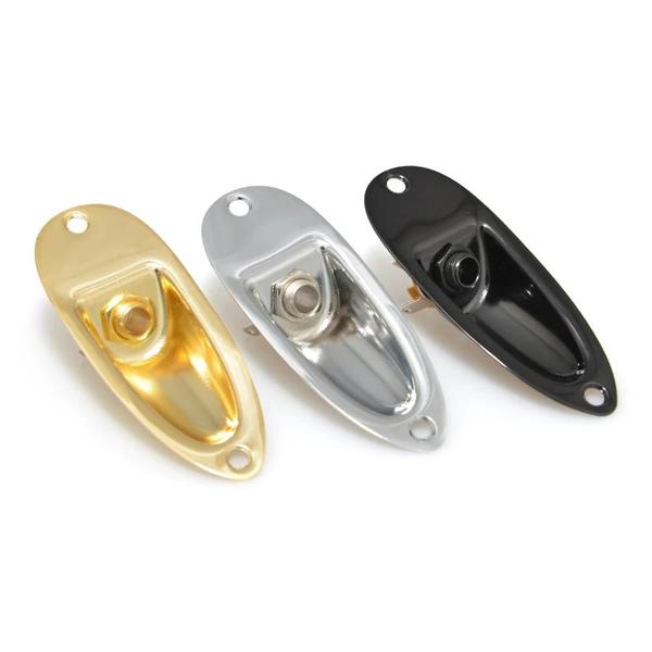 Placa de Guitarra Baixo Preta, Dourada e Cromada - Saída/Entrada Jack 1/4" Imagem de Placa de Guitarra Baixo Preta, Dourada e Cromada - Saída/Entrada Jack 1/4"