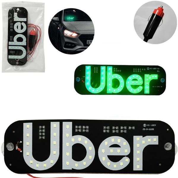 Imagem de Placa de led uber com ventosa + cabo 145cm