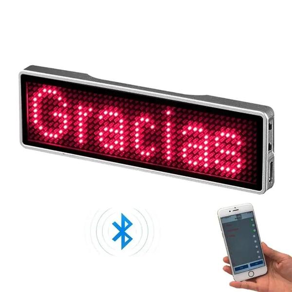 Imagem de Placa de Mensagem de Rolagem LED Programável com Bluetooth - Crachá Digital Recarregável