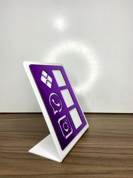 Imagem de Placa De Pagamento Pix Acrílico Com 3 Qr Code BRANCO E ROXO