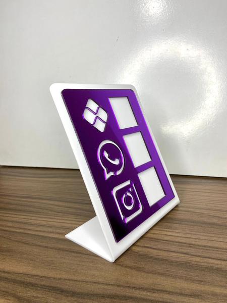 Imagem de Placa De Pagamento Pix Acrílico Com 3 Qr Code BRANCO E ROXO