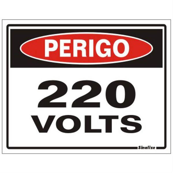 Imagem de Placa de Poliestireno Auto-Adesiva 20x15cm Perigo 220 Volts - 220 AY - SINALIZE