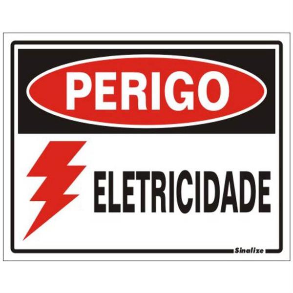 Imagem de Placa de Poliestireno Auto-Adesiva 20x15cm Perigo Eletricidade - 220 BG - SINALIZE