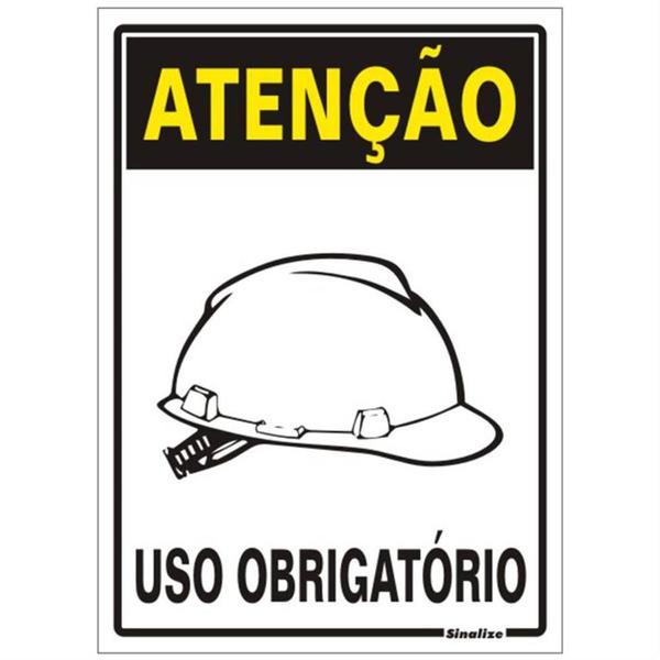 Imagem de Placa de Poliestireno Auto-Adesiva 20x30cm Atenção Uso Obrigatorio de Capacete - 250 AV - SINALIZE