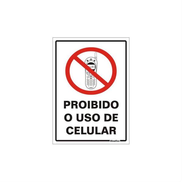 Imagem de Placa de Poliestireno Auto-Adesiva 20x30cm Proibido o Uso de Celular - 250 AL - SINALIZE