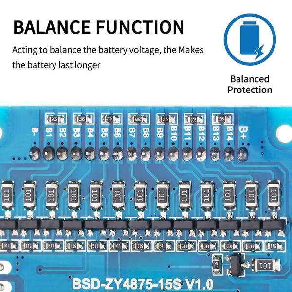 Imagem de Placa de proteção Bisida 13S BMS 48V 15A Li-ion com NTC