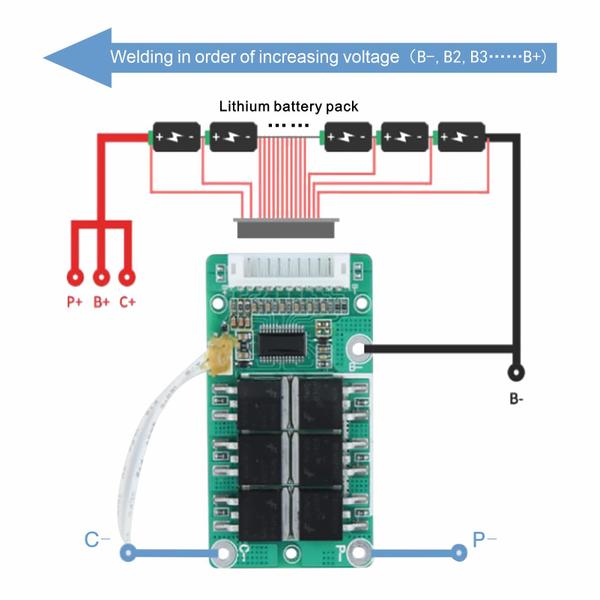 Imagem de Placa de proteção Bisida 13S BMS 48V 15A Li-ion com NTC