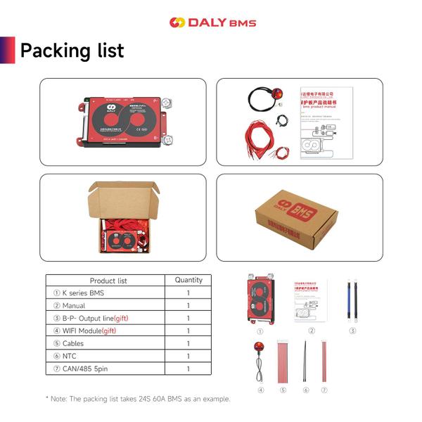 Imagem de Placa de proteção BMS DALY Smart 10S 36V 100A com módulo WiFi