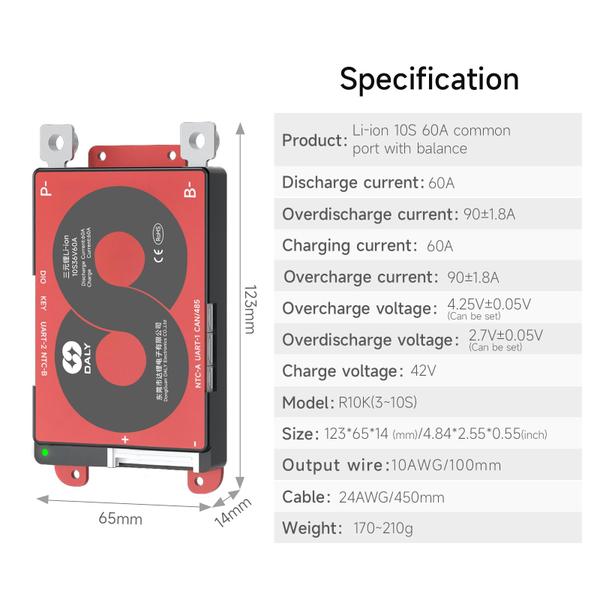 Imagem de Placa de proteção BMS DALY Smart 10S 36V 60A com módulo WiFi