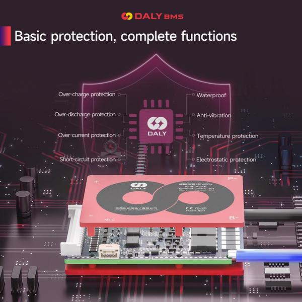 Imagem de Placa de proteção de bateria DALY 4S-16S BMS 15A a 200A 48V 40A