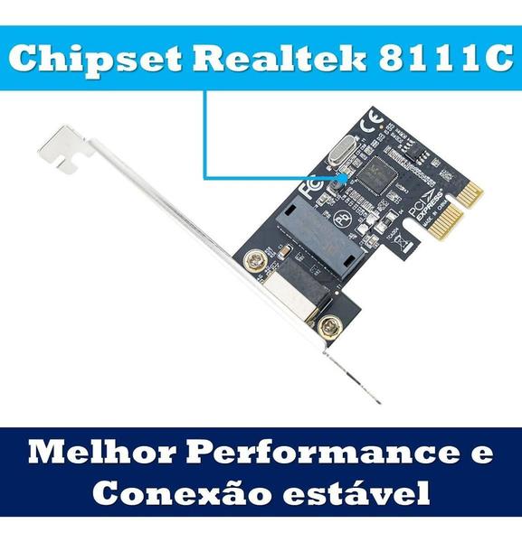 Imagem de Placa De Rede Gigabit Lan Rj45 Pci Express 1000Mbps Para Pc