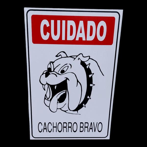 Imagem de Placa DE Sinalização 30x20 Cuidado Cachorro Bravo