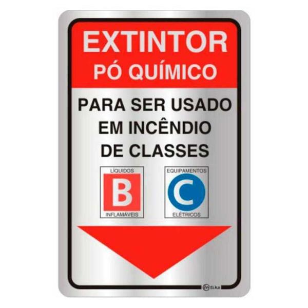 Imagem de Placa de Sinalização Alumínio 16x25 Fotoluminescente Extintor Pó Químico C25005A Indika