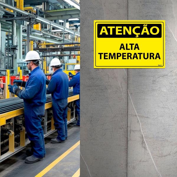 Imagem de Placa De Sinalização Atenção Alta Temperatura 30x20 Ecom IA - SA67 F9e