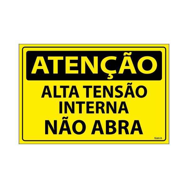 Imagem de Placa De Sinalização Atenção Alta Tensão Interna Não Abra 30x20 Ecom IA - SA10 F9e