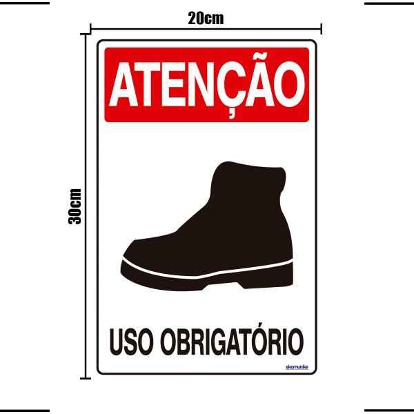 Imagem de Placa De Sinalização Atenção Bota Uso Obrigatório 20x30 Ekomunike - S-204 F9e