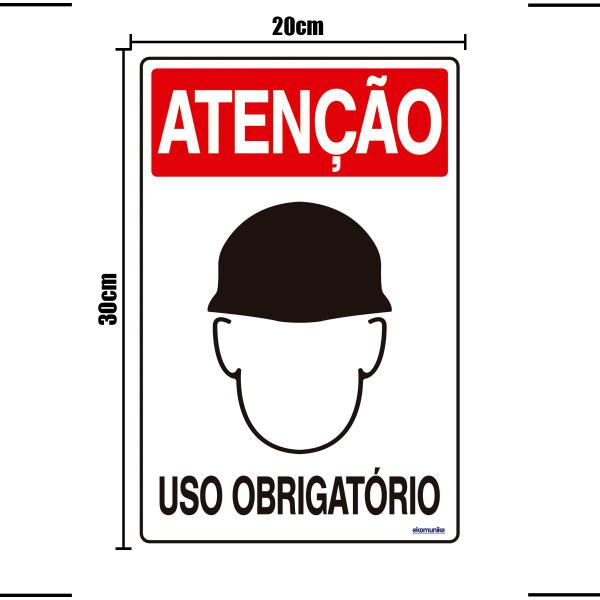 Imagem de Placa De Sinalização Atenção Capacete Uso Obrigatório 20x30 Ekomunike - S-205 F9e