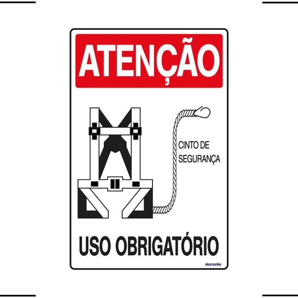 Imagem de Placa De Sinalização Atenção Cinto De Segurança Uso Obrigatório 20x30 Ekomunike - S-207 F9e