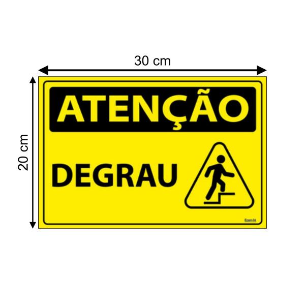 Imagem de Placa De Sinalização Atenção Degrau 30x20 Ecom IA - SA102 F9e