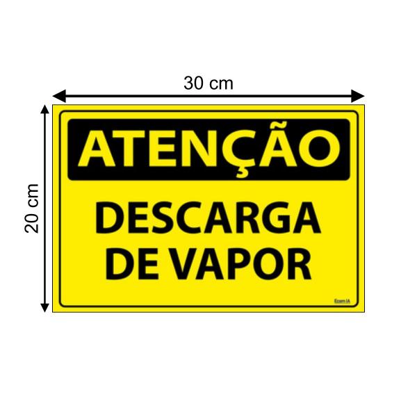 Imagem de Placa De Sinalização Atenção Descarga De Vapor 30x20 Ecom IA - SA70 F9e