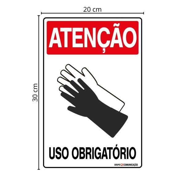 Imagem de Placa De Sinalização Atenção Luva Uso Obrigatório 20x30 Qi Comunicação - S-206 Q1A