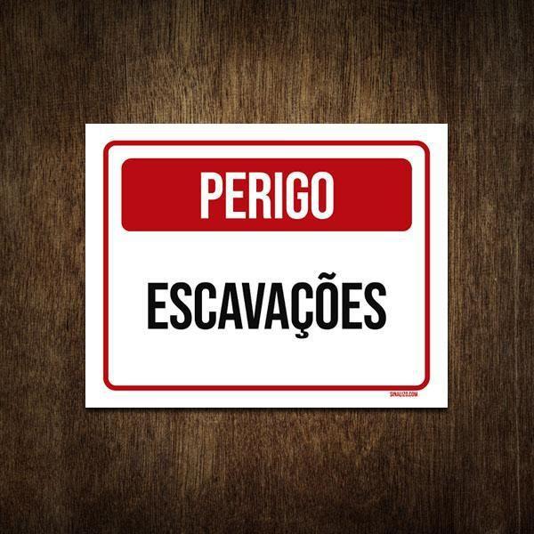 Imagem de Placa De Sinalização - Atenção Perigo Escavações 36X46