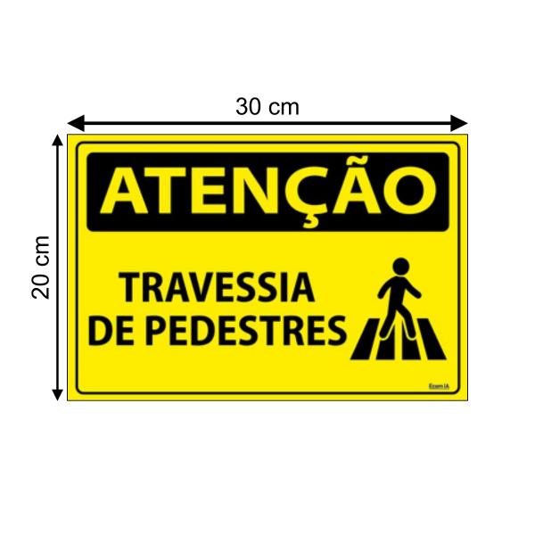 Imagem de Placa De Sinalização Atenção Travessia De Pedestres 30x20 Ecom IA - SA36 F9e