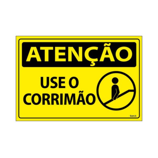 Imagem de Placa De Sinalização Atenção Use O Corrimão 30x20 Ecom IA - SA103 F9e