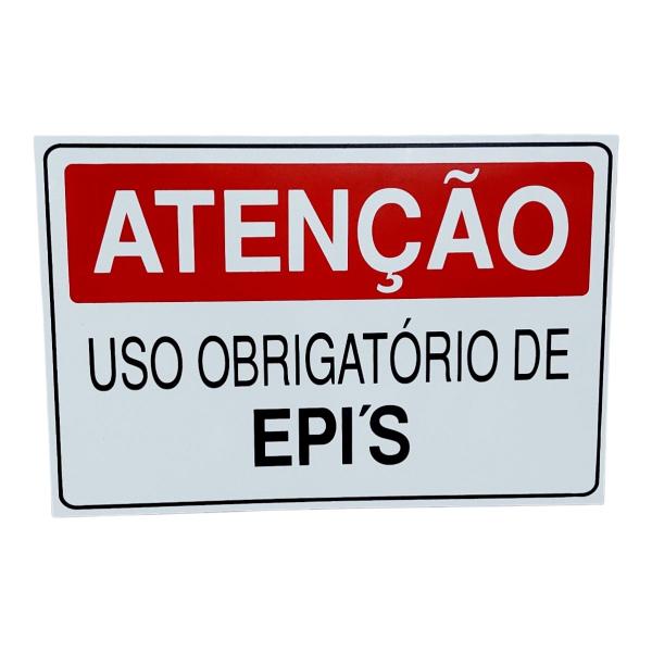 Imagem de Placa DE Sinalização ATENCAO USO OBRIGATORIO DE EPIS 20X30