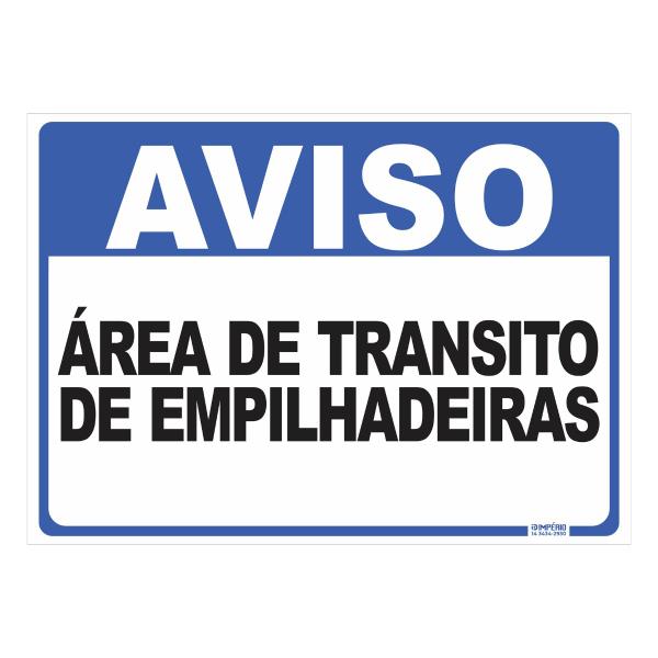 Imagem de Placa de Sinalização Aviso Área de Trânsito de Empilhadeiras