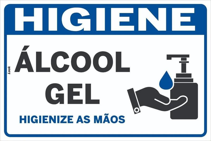 Imagem de Placa de Sinalização Aviso Higiene Use Alcool em Gel Horizontal