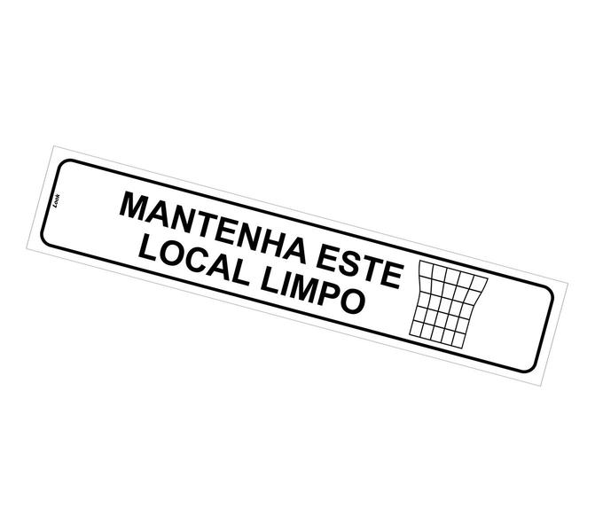 Imagem de Placa de Sinalização Aviso Lixo Mantenha Este Local Limpo 5x25cm autoadesivo