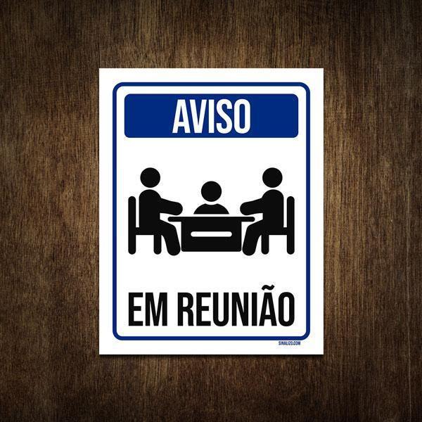 Imagem de Placa De Sinalização Aviso Sala Em Reunião 27X35