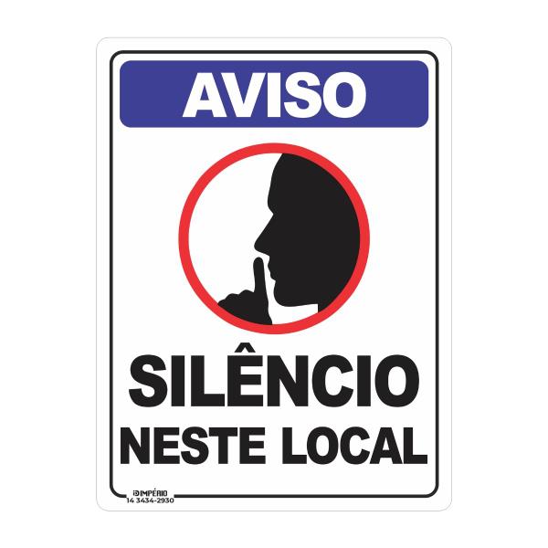 Imagem de Placa de Sinalização Aviso Silêncio Neste Local