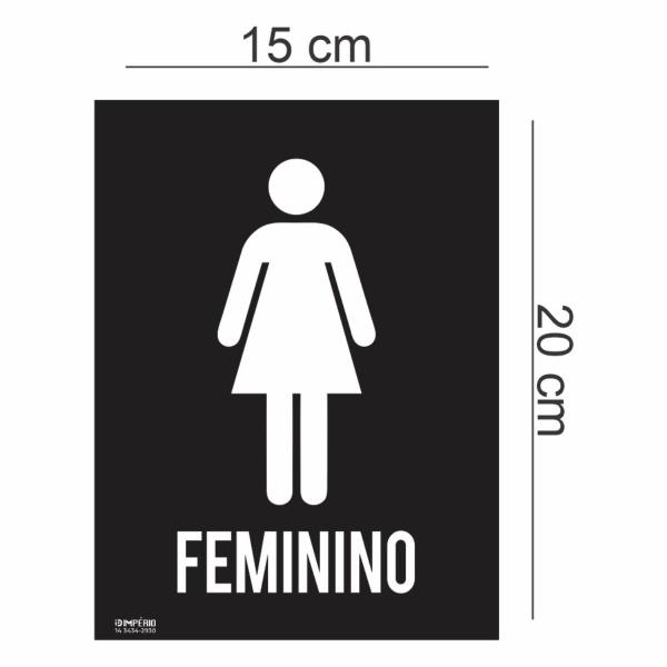 Imagem de Placa de Sinalização Banheiro Feminino Preto 15x20