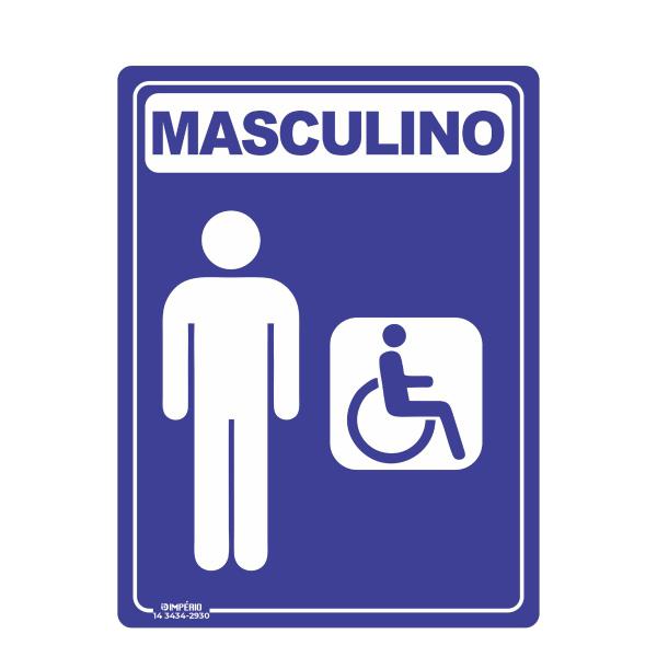 Imagem de Placa de Sinalização Banheiro Masculino Acessível PCD